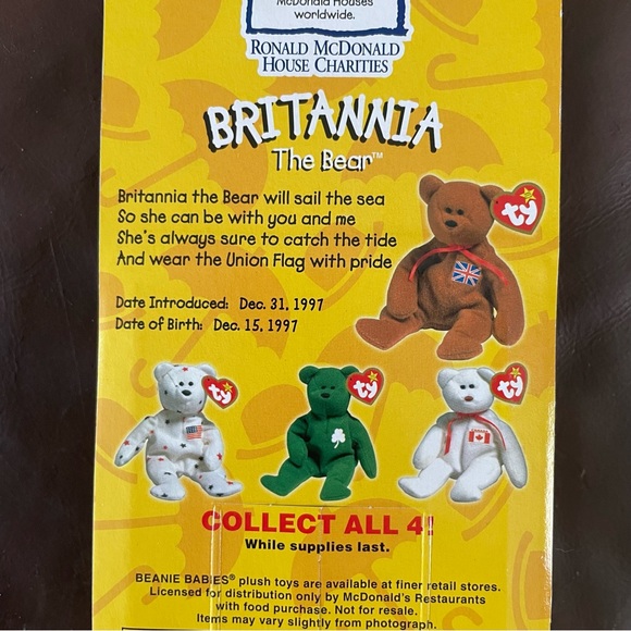 2 Collectible TY Beanie Babies Bears from McDonald's (Maple & Britannia) NIB - Picture 7 of 10